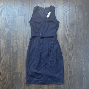 J. Crew Navy Belted Midi Dress - NWT